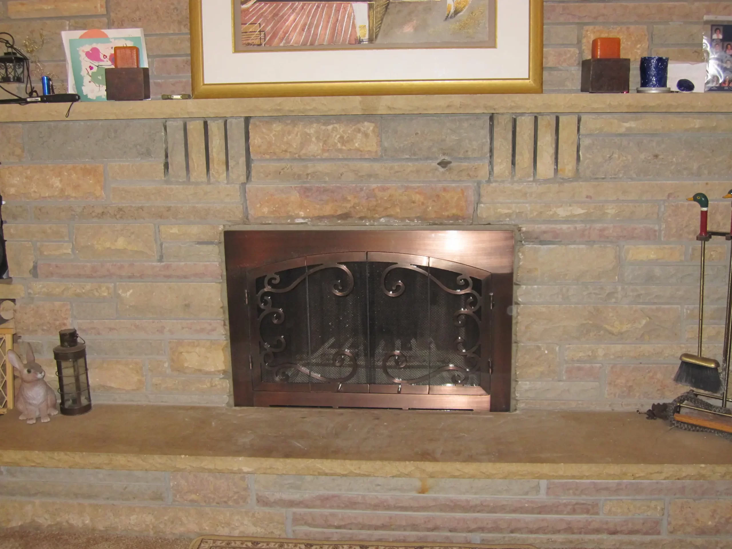 Fireplace doors with custom surround